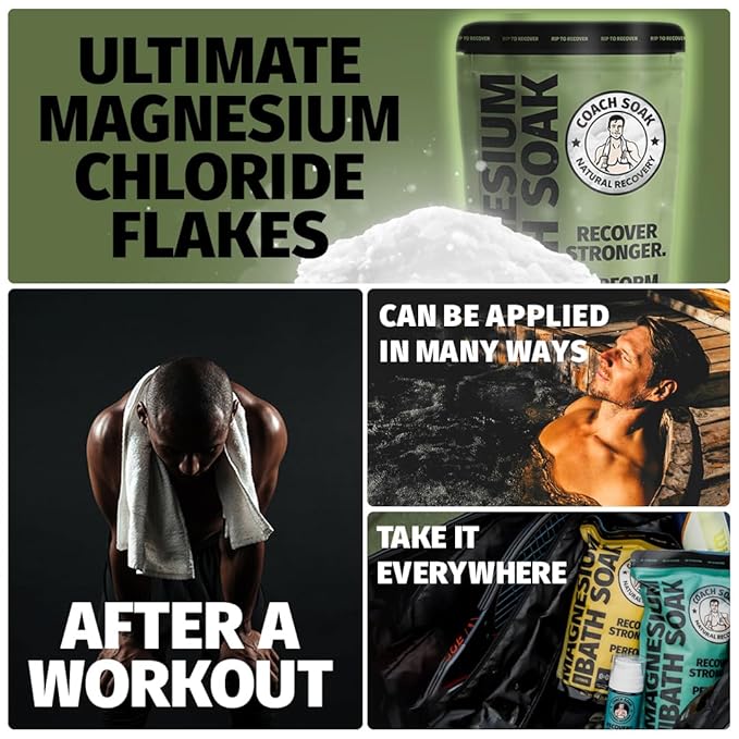 5 Pack Bundle: Coach Soak Recovery Bath Soak, Epsom Salt Bulk, Bath Salts Bulk, 5 Pack Bundle, Total of 15 Pounds (Eucalyptus Tea Tree)-CasaMuseHome