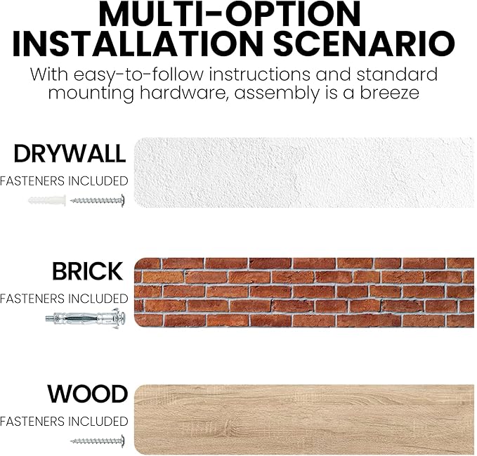 55 Inch Floating Shelves for Wall, Elm Wood Floating Shelves for Home Décor, Wall-Mounted Display Shelves with Heavy-Duty Bracket, Live Edge Long Floating Shelf for Kitchen, Living Room, Walnut-CasaMuseHome