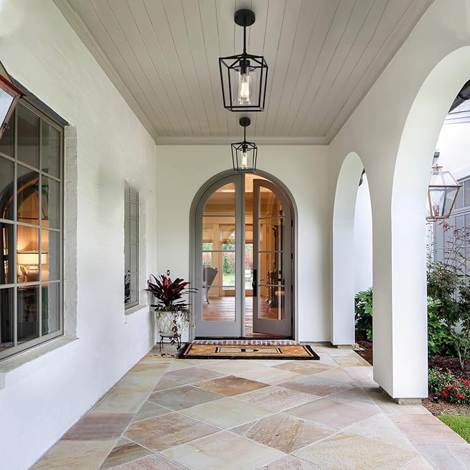 3 Pack Black Pendant Lights for Kitchen Island, 1-Light Farmhouse Metal Pendant Light Cage Kitchen Hanging Light Fixtures with Clear Glass Shade for Dining Room, Entryway, Hallway, Foyer-CasaMuseHome