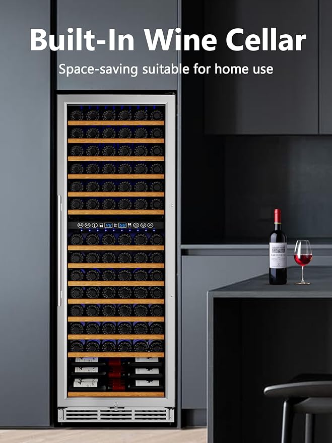 154 Bottle Wine Refrigerator, 24 Inch Wine Fridge Dual Zone with Adjustable Shelf, Wine Cooler with Double Pane Glass Door, Advanced Temp Control, Low Noise, Wide Large Wine Cooler Refrigerator-CasaMuseHome