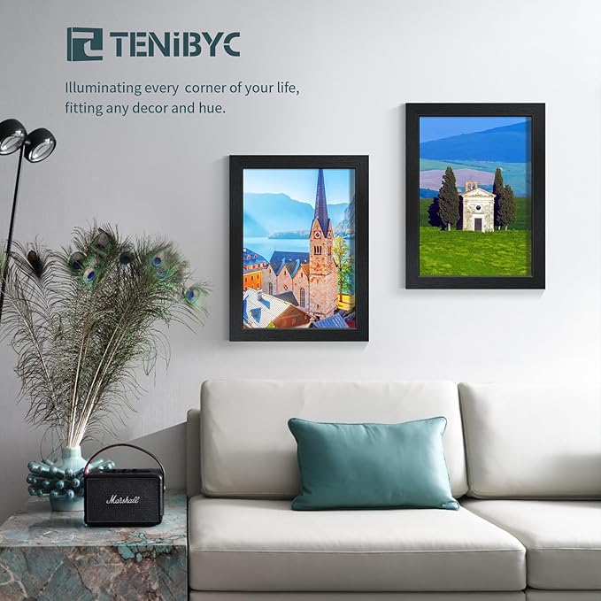 12x16 Picture Frame 3 pk - Textured Black Wood, HD Tempered Glass, Wall Gallery Picture Photo Frame-CasaMuseHome