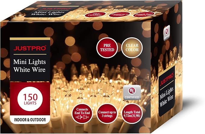 150LIGHTS WARM WHITE Extra-Bright With End Connectors Christmas Decorative Lights 9.72m UL Certified Mini String Light Set Waterproof for Home Garden Holiday Christmas Tree Party Patio Wedding-CasaMuseHome