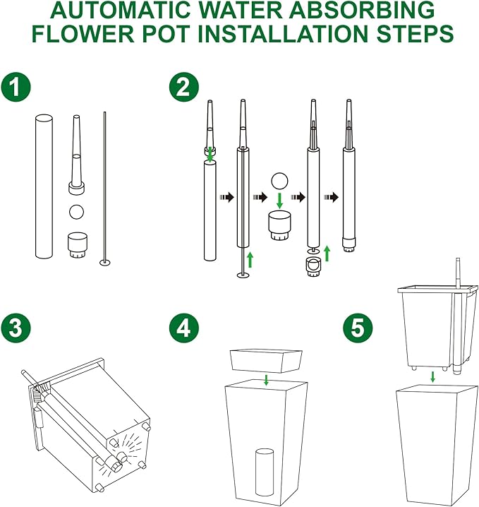 30" Tall Planters Set of 2, Outdoor&Indoor Black Planter Pots, High Front Porch Planter Pots with Drainage Holes&Water Level Monitor Movable Wheels &Inner Bucket, Automatic Watering, White-CasaMuseHome