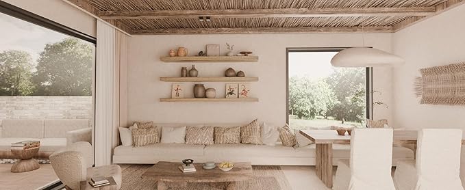 48 Inch Floating Shelves, 8 Inch Deep Floating Shelves for Wall, Hanging Shelf with Invisible Brackets, Wall Mounted Display Shelves for Bathroom, Bedroom, Living Room,3 Tier-CasaMuseHome