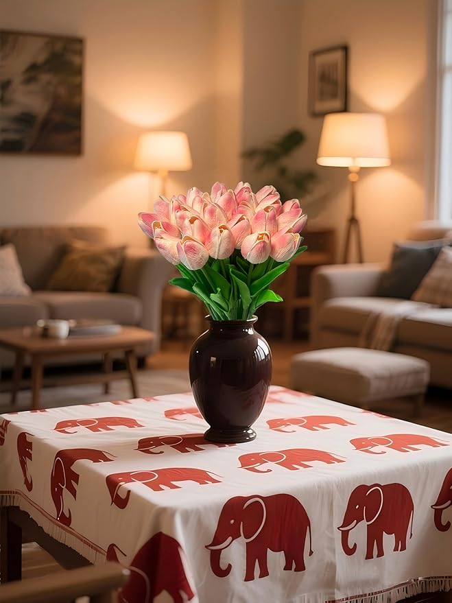 15pcs Real Touch Tulips PU Artificial Flowers Fake Tulips Flowers for Arrangement Wedding Party Easter Spring Home Dining Room Office Decoration-CasaMuseHome