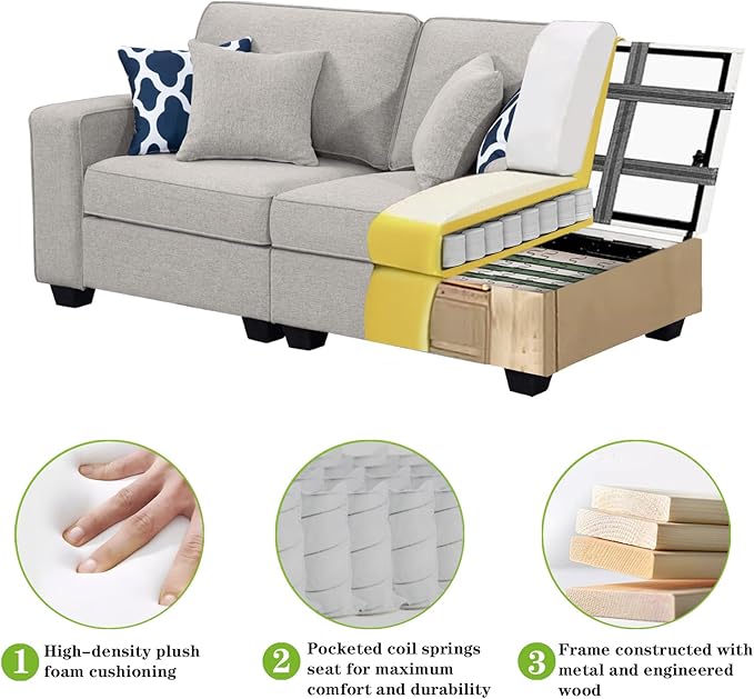 L Lengend Vansen Modular Sectional Sofa U Shaped Couch with Ottoman Modern Reversible Corner Sectional Couch for Living Room (Light Grey, U Shaped Sofa-3)-CasaMuseHome