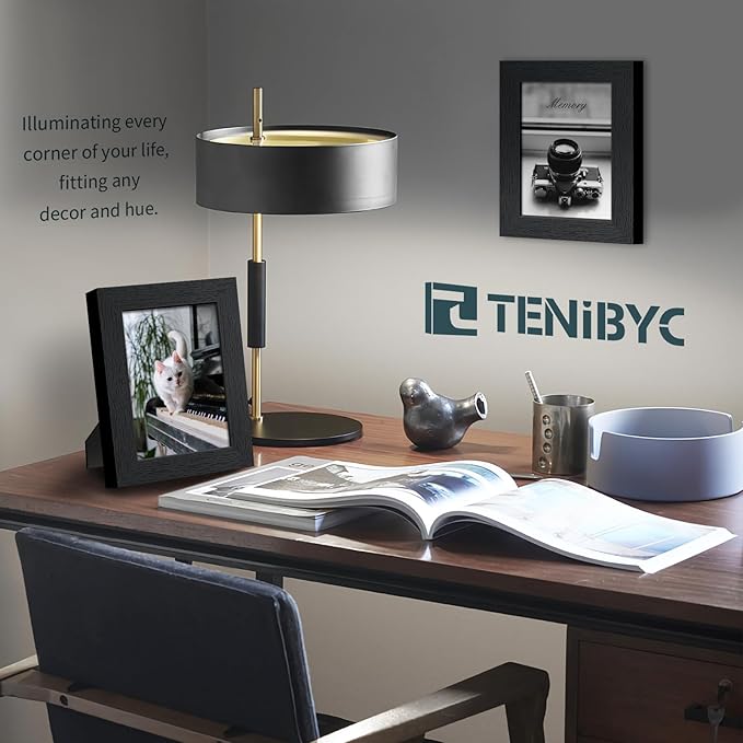 5x7 Picture Frame 3 Pack - Black Woodgrain, Solid Wood & HD Tempered Glass, Table Display or Wall Hanging-CasaMuseHome