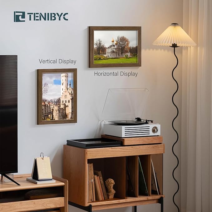 9x12 Frame 3 Pack - Brown Woodgrain, 9 x 12 Picture Frame for Photos, HD Tempered Glass, Tabletop or Wall Display-CasaMuseHome