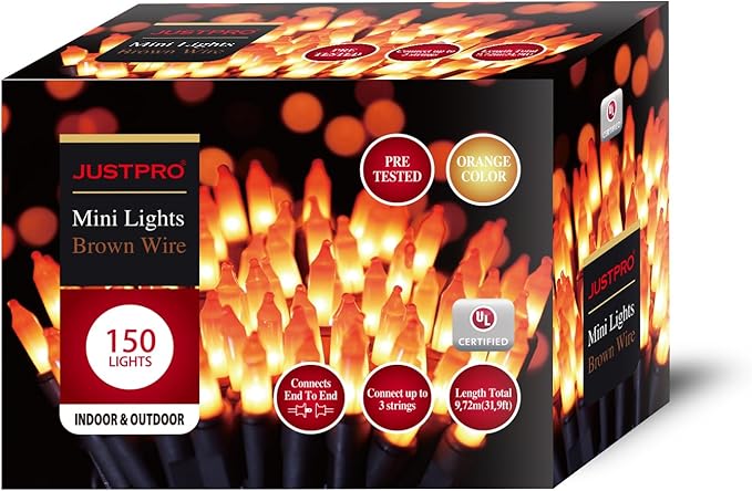 150LIGHTS Orange Extra-Bright with End Connectors Halloween Decorative Lights 9.72m UL Certified Mini String Light Set Waterproof for Halloween Home Garden Christmas Tree Party Patio Wedding-CasaMuseHome