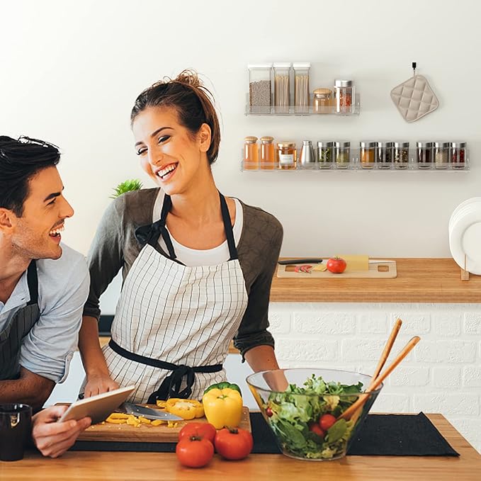 15 Inch Acrylic Spice Rack Wall Organizer Set of 3, Clear Acrylic Wall Shelf for Home Organizer, Floating Shelf for Bottle Display, Jars, Spice, Wine, Books, Toiletries-CasaMuseHome