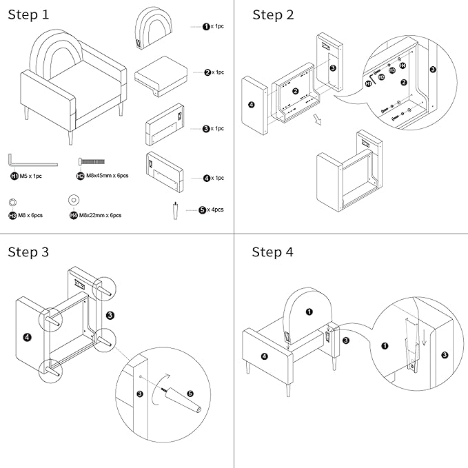Accent Chair Reading Chair with Armrest, Small Comfy Chair for Small Spaces, Modern Linen Upholstered Armchair for Bedroom & Living Room, Single Sofa Chair with Wood Legs, Easy Assembly (Yellow)-CasaMuseHome