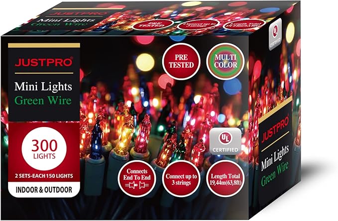 300LIGHTS(2*150L) MULTI Extra-Bright With End Connectors Christmas Decorative Lights 19.44m UL Certified Mini String Light Set Waterproof for Home Garden Holiday Tree Party Patio Decor Wedding-CasaMuseHome