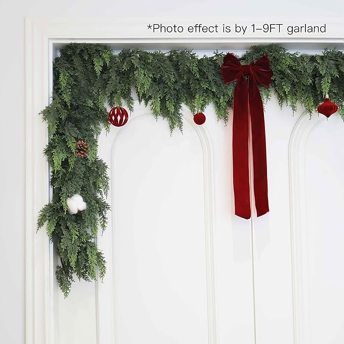 2Pcs 6FT Christmas Cedar Garland Artificial Real Touch Thickness Realistic Greenery Pine Garland for Mantle Fireplace Outdoor Indoor Christmas Decorations-CasaMuseHome