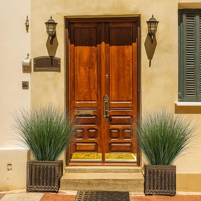 24PCS Fake Plants Artificial Wheat Grass Greenery Plastic Plants Fake Grass Artificial Plants for Outdoor Decor Artificial Grass Plant with Greenery Stems for Indoor Home Decoration 26.4"-CasaMuseHome