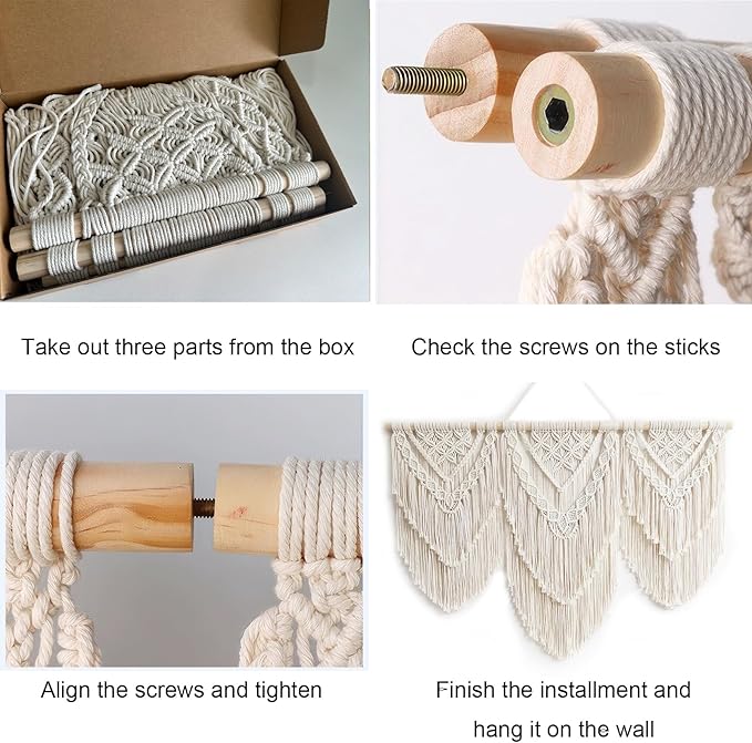 Achart Macrame Wall Hanging Large- Boho Wall Decor- large wall art- Wall Decor Living Room- Macrame Tapestry Boho Decor for Bedroom (Beige-H)-CasaMuseHome