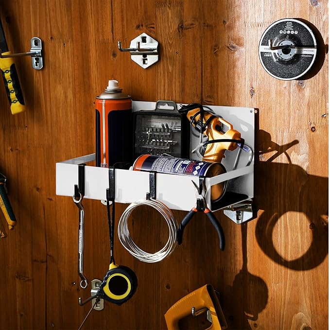 3 Pack Magnet Garage Organizer Magnetic Spice Rack for Refrigerator 20 lb Capacity Shelf Hanging Heavy Duty Magnetic Fridge Side for Organize Garage Tools (White)-CasaMuseHome