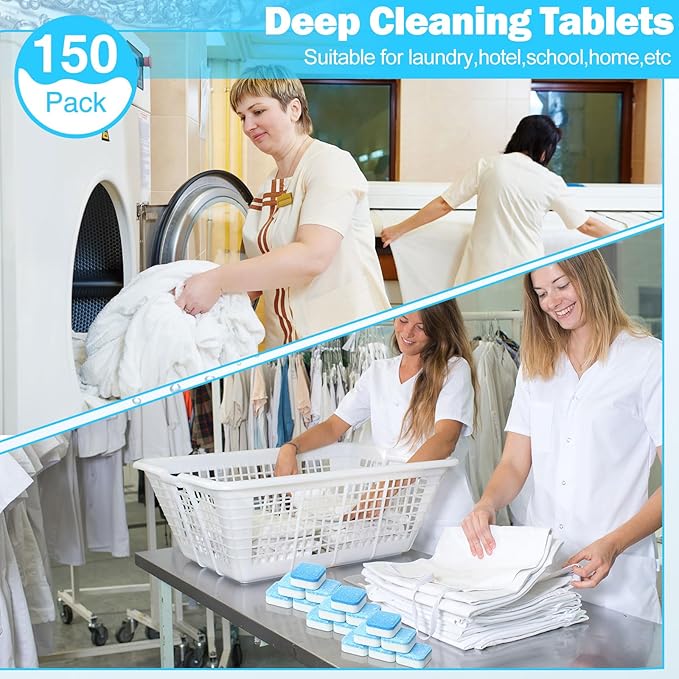 150 Pcs Washing Machine Cleaner Washing Machine Tablets Deep Cleaner Tablets for Front Loader and Top Load Washer-CasaMuseHome
