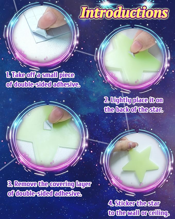 201 Pcs Glow in The Dark Stars Stickers for Ceiling, Multicolor Toddler Wall Room Decor Gifts, Luminous 3D Glowing Stars Stocking Stuffers for Kids Boys Girls-CasaMuseHome