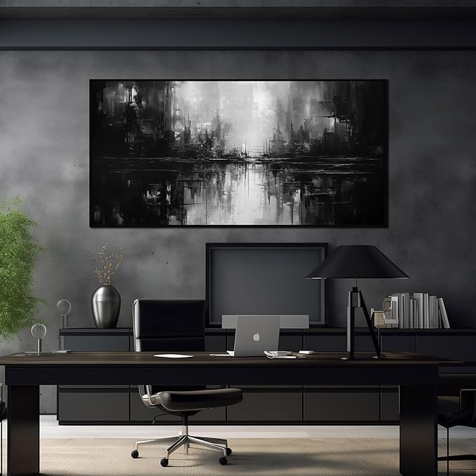 Abstract Painting Canvas Wall Art Living Room Black Wall Decor for Bedrom Home Office Decor Large Picture Frames for Wall 29 x 58 Inch-CasaMuseHome