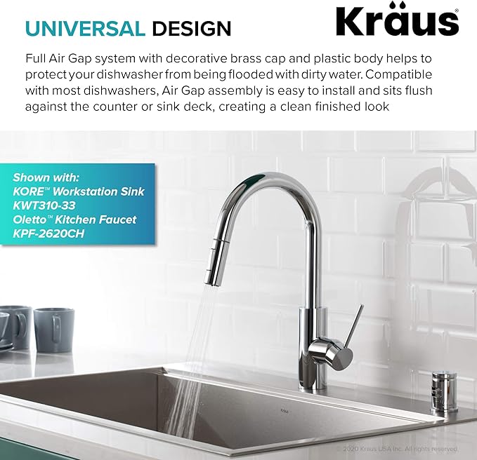 KRAUS Dishwasher Air Gap in Chrome, KAG-1CH