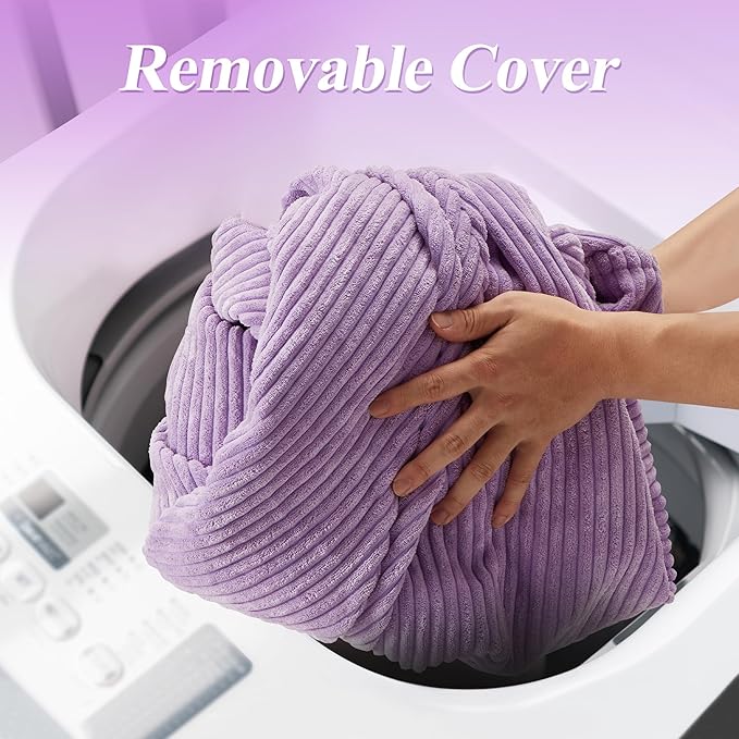 3.5FT Bean Bag Chairs Teardrop Bean Bag Chair for Adults Beanbag Chair with Memory Foam Filled Machine Washable Cover for Living Room, Bedroom (Large,Purple)-CasaMuseHome