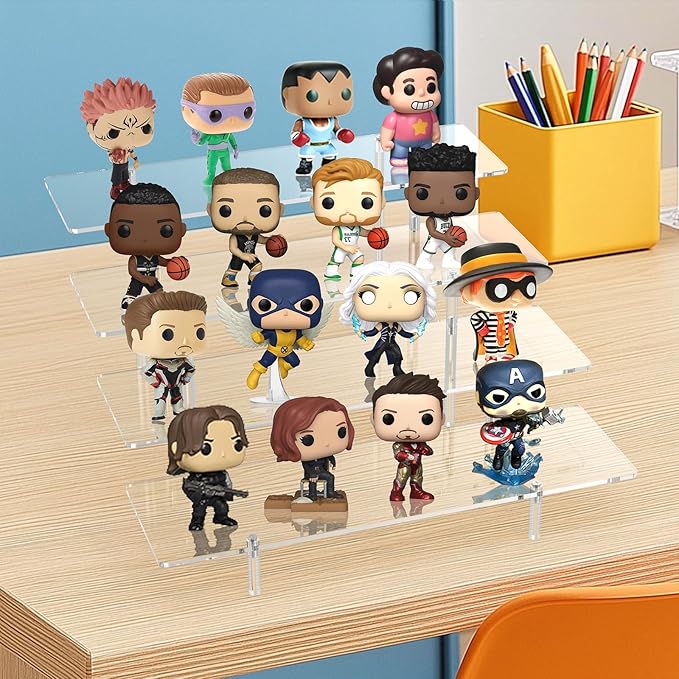 Acrylic Display Riser Stand Shelf Clear 4 Tier Cupcake Stand Perfume Display Holder Figures Desktop Decoration and Organizer Showcase Toys Retail Display Rack Candy Dessert Buffet 4 Steps Collection-CasaMuseHome