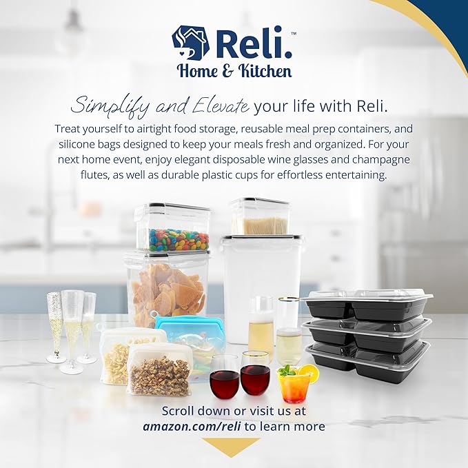 Reli. Airtight Food Storage Containers with Lids (36 Sets) | Kitchen Organizers and Storage Pantry Organizers | BPA Free Plastic Food Containers | Ultra Variety Pack w/Measuring Cup, 42 Labels, Pen-CasaMuseHome