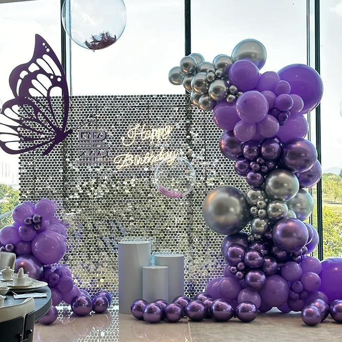 130pcs Metallic Purple Balloons Different Sizes 18" 12" 10" 5" Chrome Purple Latex Balloon Garland Arch Kit for Birthday Baby Shower Graduation Wedding Gender Reveal Party Decorations-CasaMuseHome