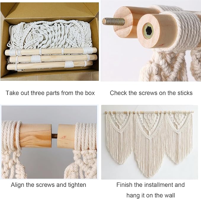 Achart Macrame Wall Hanging Large- Boho Wall Decor- large wall art- Wall Decor Living Room- Macrame Tapestry Boho Decor for Bedroom (Beige-C)-CasaMuseHome