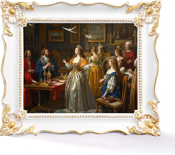 8x10 Vintage Picture Frame with Embossed Flower Design, White Ornate Frame for 8x10 or 5x7 Pictures with White Mat, Hand-Crafted Resin Antique Frames for Tabletop & Wall Hanging, Home Decor (White)-CasaMuseHome