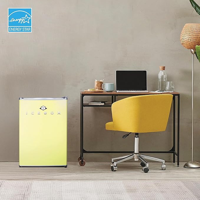 2.5 Cu. Ft. Compact Refrigerator, ENERGY STAR Certified Small Refrigerator, Single Door Mini Fridge with Freezer, R600a Refrigerant, IBCR25SUN , Sun Yellow-CasaMuseHome