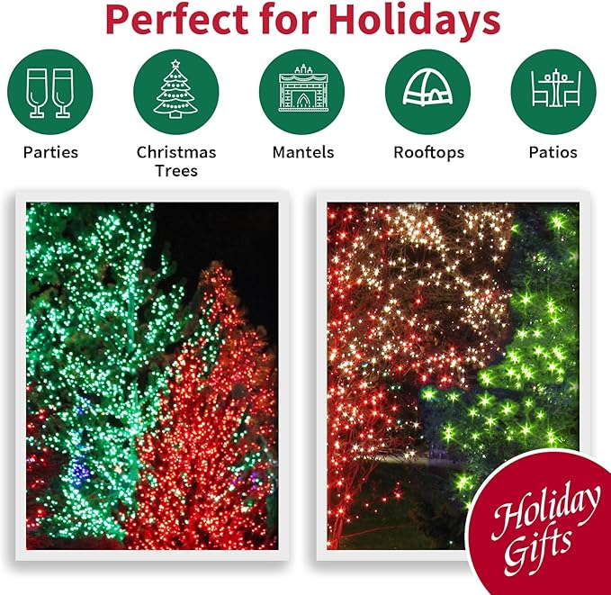 100 Count Red and Green - String Lights - 21.6FT LED Christmas Lights, Mini led Lights for Indoor Outdoor Home Holiday Party Wedding Independence Day Decoration-CasaMuseHome