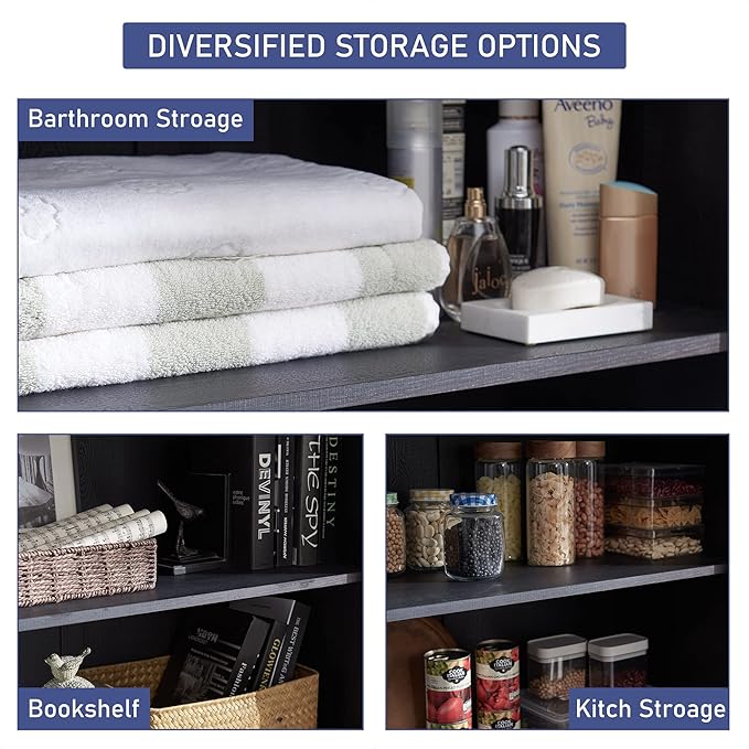 72" Tall Wood Storage Cabinet, Farmhouse Kitchen Pantry Cabinet with Adjustable Shelves & Drawer & Barn Doors, Versatile Storage for Kitchen, Dining Room, Bathroom, Black-CasaMuseHome