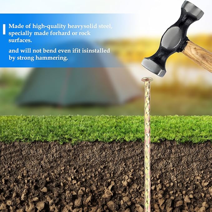 80 PCS 6 Inch Spiral Metal Galvanized Landscape Spikes, Galvanized Non-Rust Metal Garden Stakes, Garden Nails for Artificial Turf, Weed Barrier, Tent, Carpentry and More, by GENHAKON.-CasaMuseHome