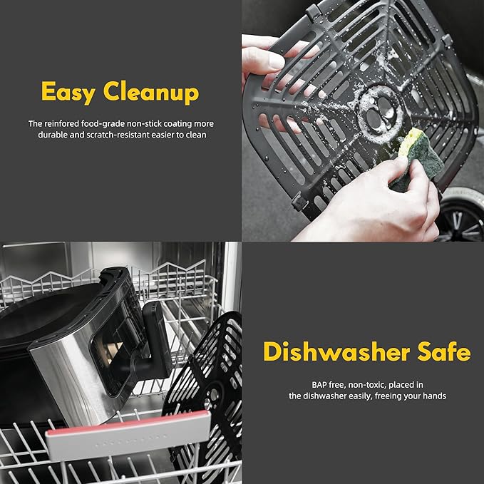 8.5QT Air Fryer, Upgraded Family Size Capacity, Visual Window, Square Basket Dials Stainless Steel Air Fryers, Reheat Leftovers, Easy Cooking for Healthier Breakfast & Dinner in Minutes-CasaMuseHome