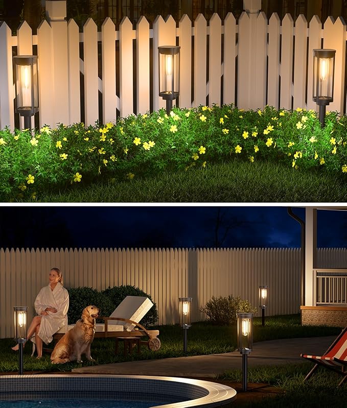 6 Pack Solar Pathway Lights Outdoor, Modern Super Brightness LED Solar Path Lights, IP65 Waterproof Garden Solar Powered Landscape Lighting for Outside Yard Garden Driveway Walkway Decor-CasaMuseHome