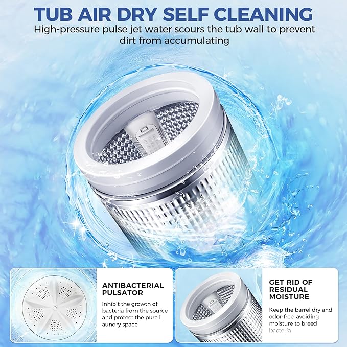 20Lbs Portable Washing Machine Nictemaw Portable Washer, 2.8 Cu.ft Washer and Dryer Combo with Drain Pump, 10 Programs 8 Water Level Compact Laundry Washer for Home, Apartment, RV, Dorms-CasaMuseHome