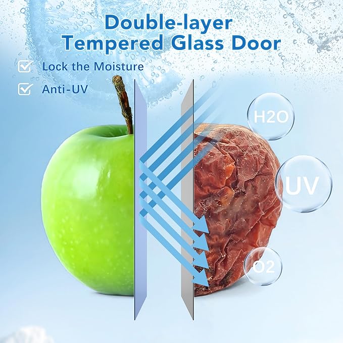 2.5 Cu.Ft Beverage Fridge, Mini Fridge With Glass Door, Beverage Cooler Refrigerator, Wine Drink Beer Cooler, Adjustable Shelves & Digital Temperature Display, 22 Bottle 95 Can-CasaMuseHome