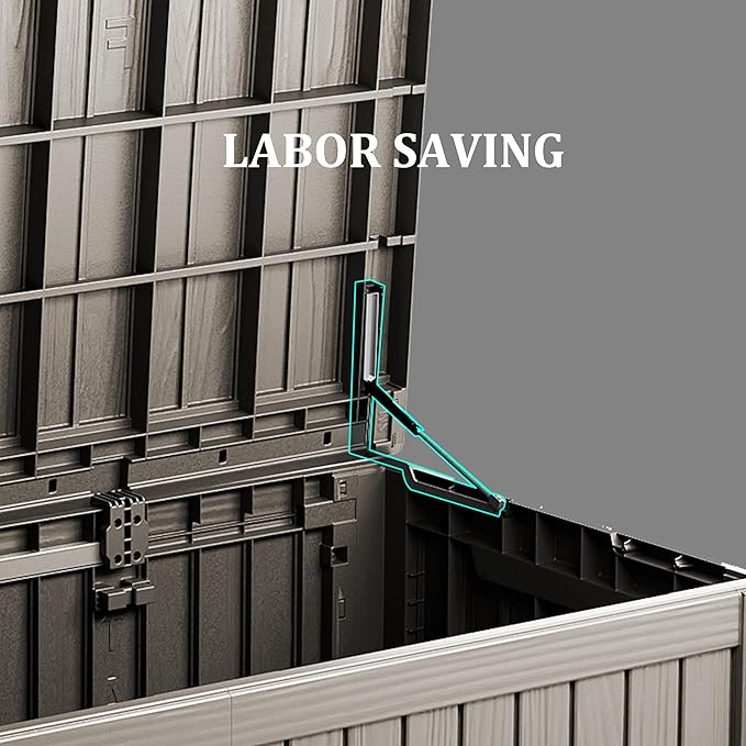 150 Gallon Double-Wall Resin Deck Box - Lockable Waterproof Outdoor Storage Box, 1000lbs Capacity & Doubles as Seating for Patio Furniture - Garden Tools, Pool Accessories (Brown)-CasaMuseHome