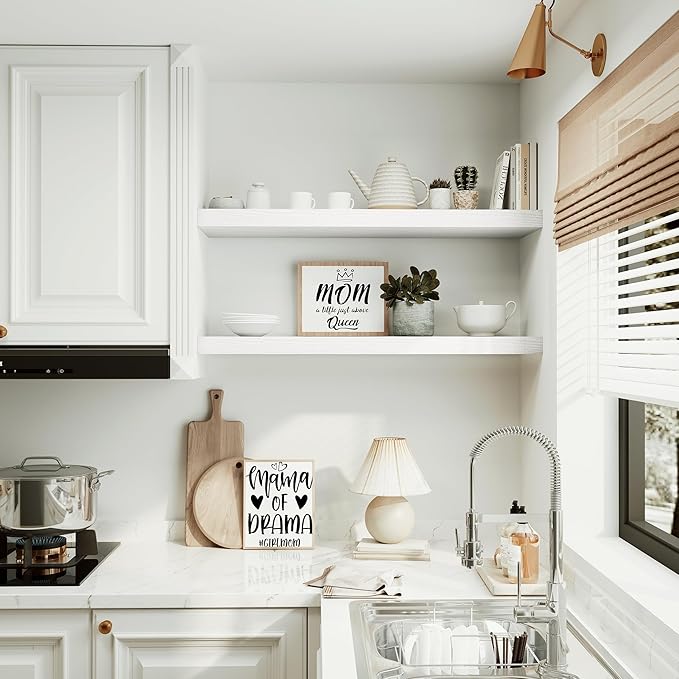 10 inches Deep Floating Shelves 36 inch Long, Wall Shelves Heavy Duty 70 lbs for Bedroom, Bathroom, Living Room, Kitchen, Office, Modern Shelf Home Decor with Invisible Bracket, White-CasaMuseHome