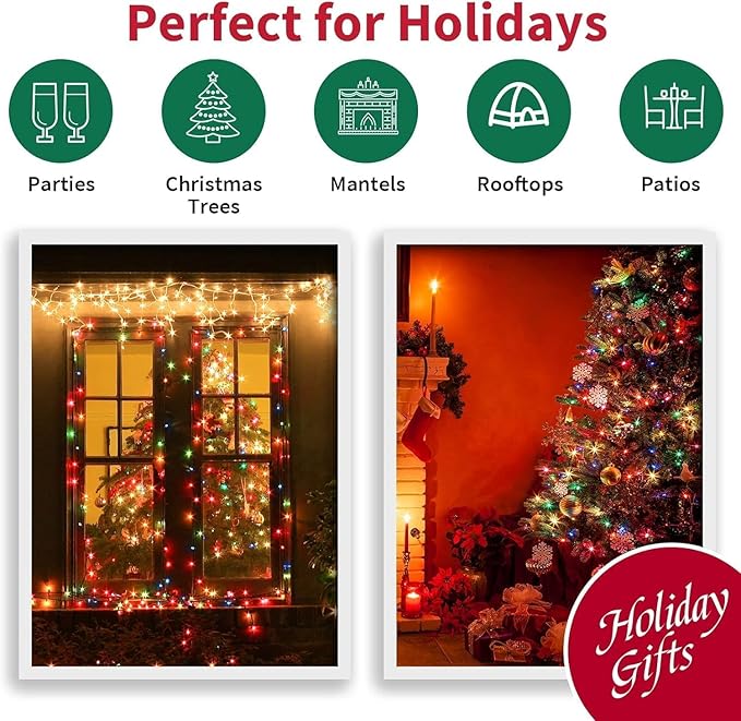 150 Count Multicolor- String Lights - LED Christmas Lights, Mini led Lights for Indoor Outdoor Home Holiday Party Wedding Independence Day Decoration-CasaMuseHome