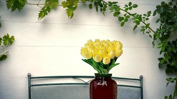 15pcs Artificial Tulips Flowers Real Touch Latex Bouquet Fake Tulips for Office Wedding Party Home Kitchen Garden Decoration-CasaMuseHome