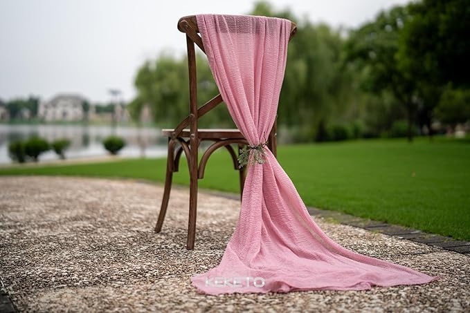 6pcs Cheesecloth Table Runner Dusty Rose Gauze 120 Inch 10 FT Rustic Boho Cheese Cloth Runner for Wedding Baby Shower Bridal Shower Party Long Sheer Centerpiece Fall Home Decoration-CasaMuseHome