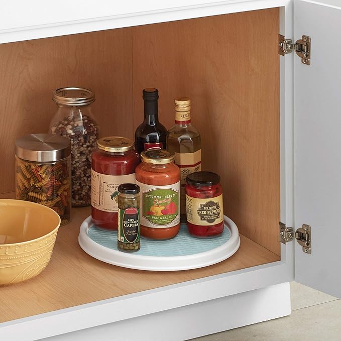 Copco Basics Non-Skid Pantry Cabinet Lazy Susan Turntable, 12-Inch, White (Pack of 2)-CasaMuseHome