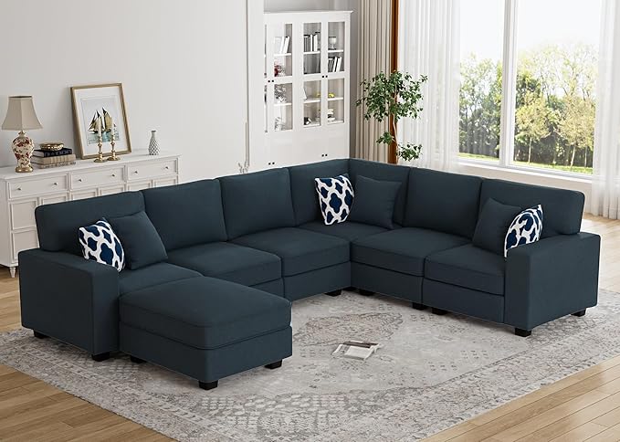 L Lengend Vansen Modular Sectional Sofa U Shaped Couch with Ottoman Modern Reversible Corner Sectional Couch for Living Room (Charcoal, U Shaped Sofa-2)-CasaMuseHome