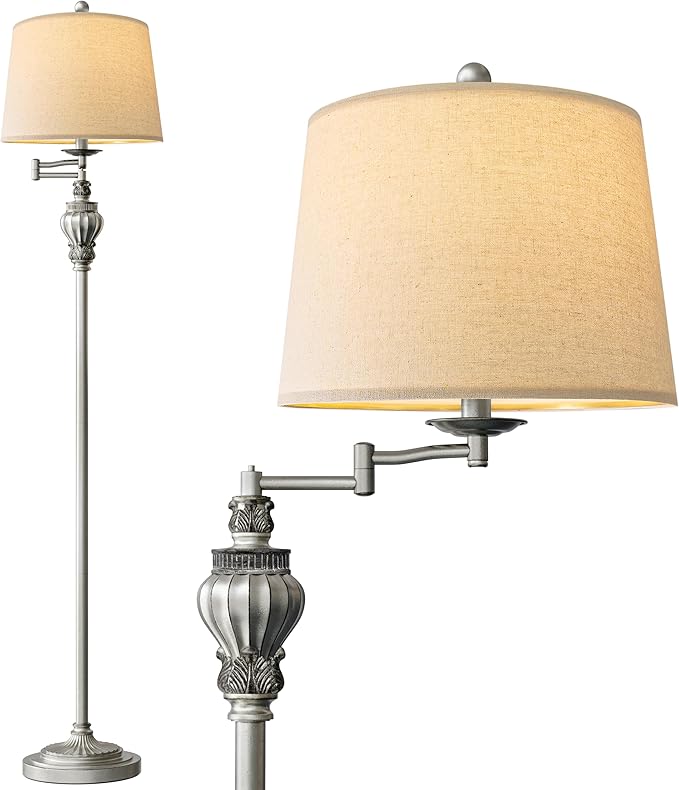 61" Vintage Floor Lamp with 350° Adjustable Swing Arm, Tall lamp Standing Lamp for Living Room Bedside Bedroom Nightstand Retro Farmhouse Mid Century Lamp Light Home Décor Office Gifts-CasaMuseHome