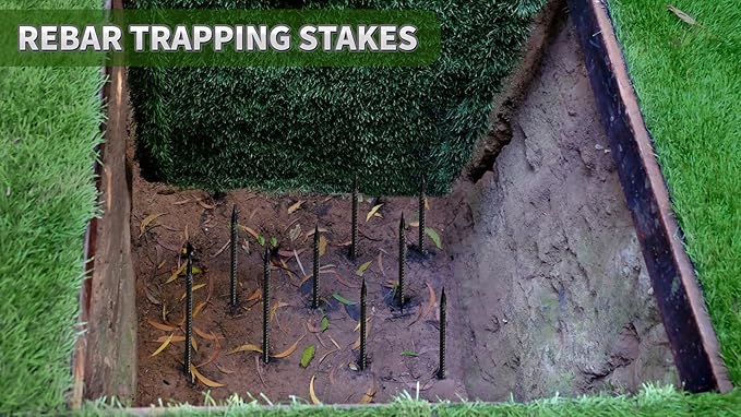 16 inches Rebar Stakes Heavy Duty (34-Pack) Metal Spikes for Concrete Timber, Garden Plant, Straight Steel Stakes for Tent, 3/8" Thickness Ground Anchors with Chisel Point End, Black-CasaMuseHome