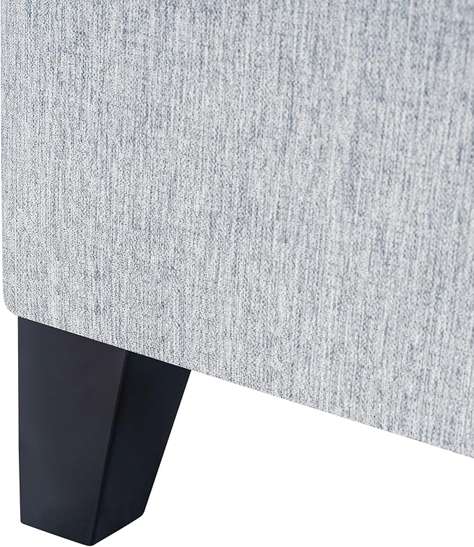 Adeco 18 Inch High Cube Ottoman Storage, Linen Chair Foot Stools, Upholstered Vanity Stool with Hinged Lid, Solid Wood Legs-CasaMuseHome