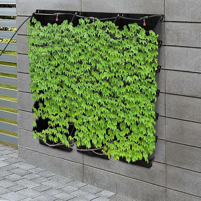18 Pots Self-Watering Wall-Mounted Planter, 39.4”L x 39.4”H Vertical Wall Planter Self Watering Stackable Planters Vertical Garden Wall Garden Planter Outdoor Indoor for Herbs Flowers Strawberries-CasaMuseHome