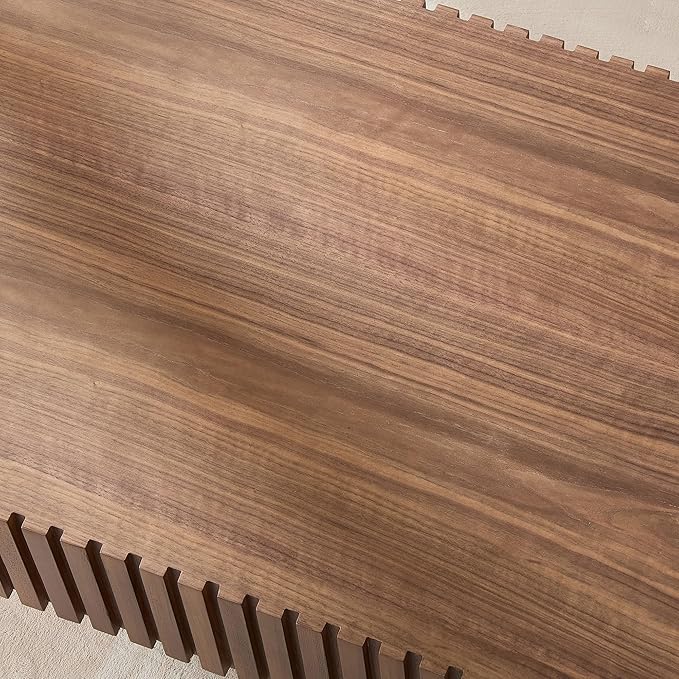 43.7" Oval Coffee Table for Living Room,Modern Handcraft Drum Coffee TableSmall Wooden Coffee Table with Sturdy Pedestal Easy Assembly for Office-Walnut-CasaMuseHome